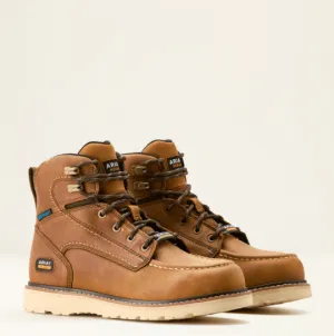 Ariat Women's Rebar Antique Brown 6" Wedge Moc Toe Waterproof Work Boot 10053718