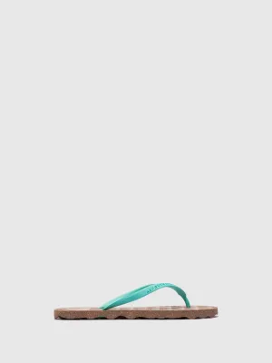 Beach Flip-Flops TURTLE Green Rubber Strap