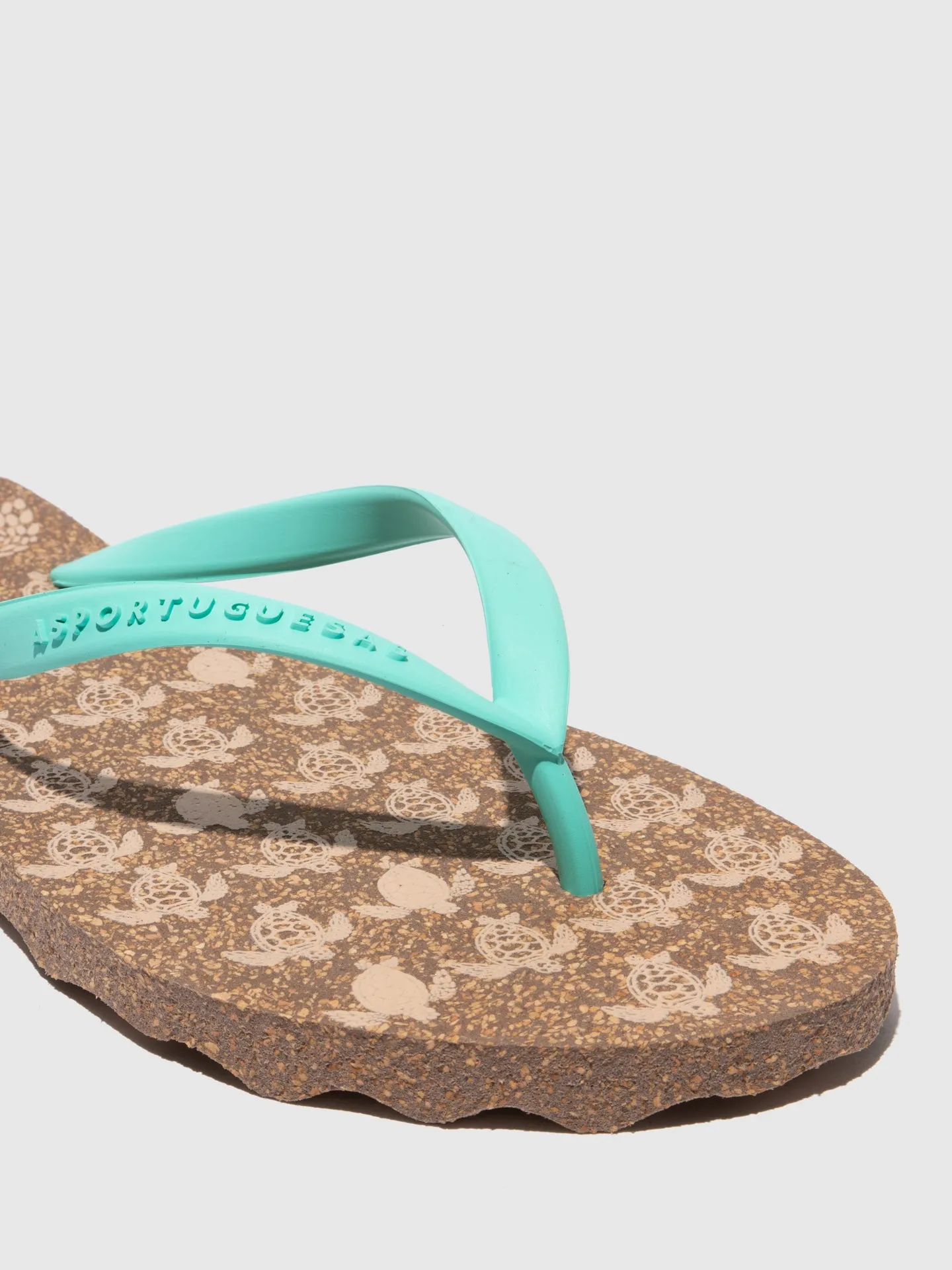 Beach Flip-Flops TURTLE Green Rubber Strap