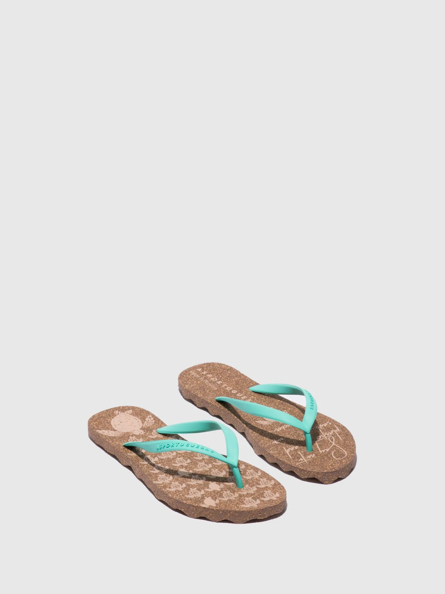 Beach Flip-Flops TURTLE Green Rubber Strap
