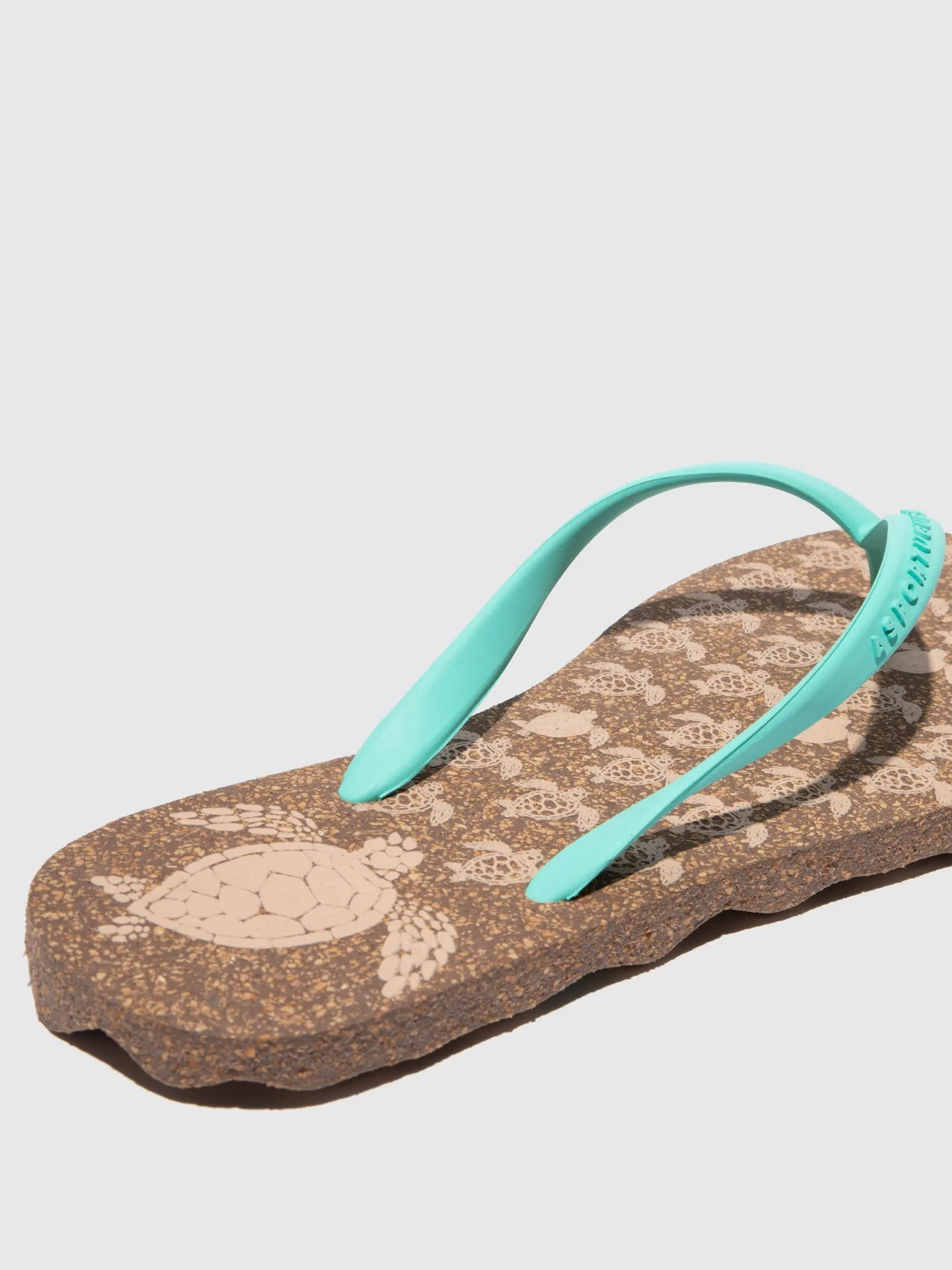 Beach Flip-Flops TURTLE Green Rubber Strap