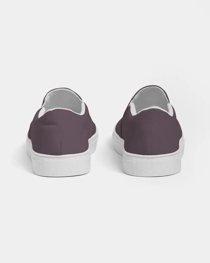 Dark Magenta Brown Slip-On Canvas Sneakers | Men's | Dark Pale Pastel Magenta Brown | C0M30Y0K80