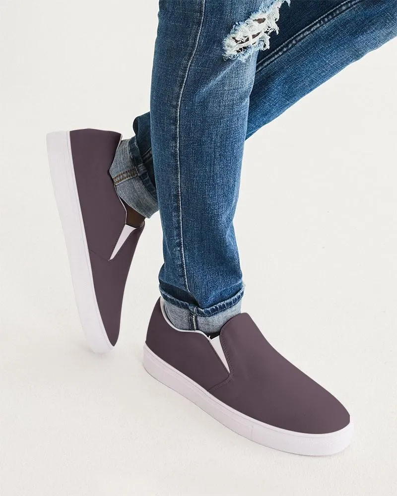 Dark Magenta Brown Slip-On Canvas Sneakers | Men's | Dark Pale Pastel Magenta Brown | C0M30Y0K80