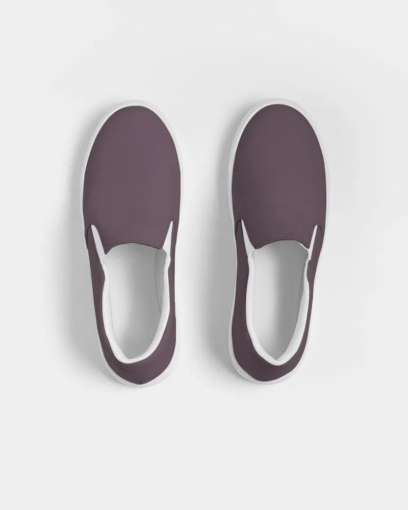 Dark Magenta Brown Slip-On Canvas Sneakers | Men's | Dark Pale Pastel Magenta Brown | C0M30Y0K80