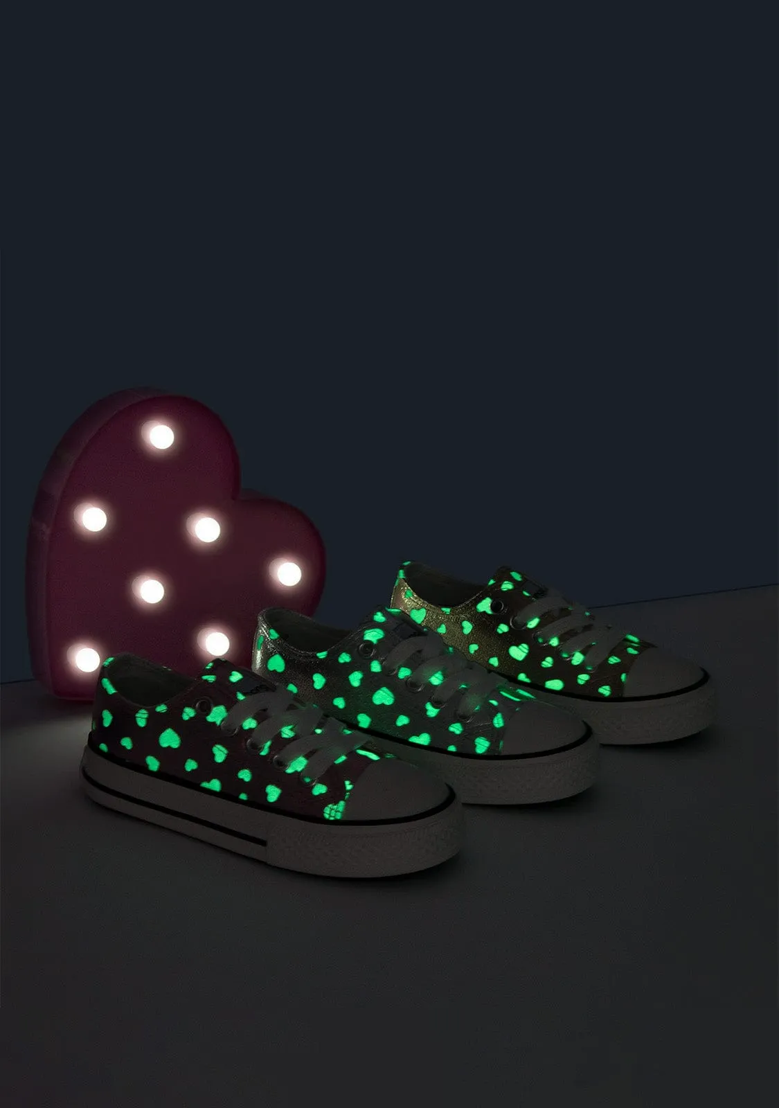Girl's Platium Glows in the Dark Sneakers
