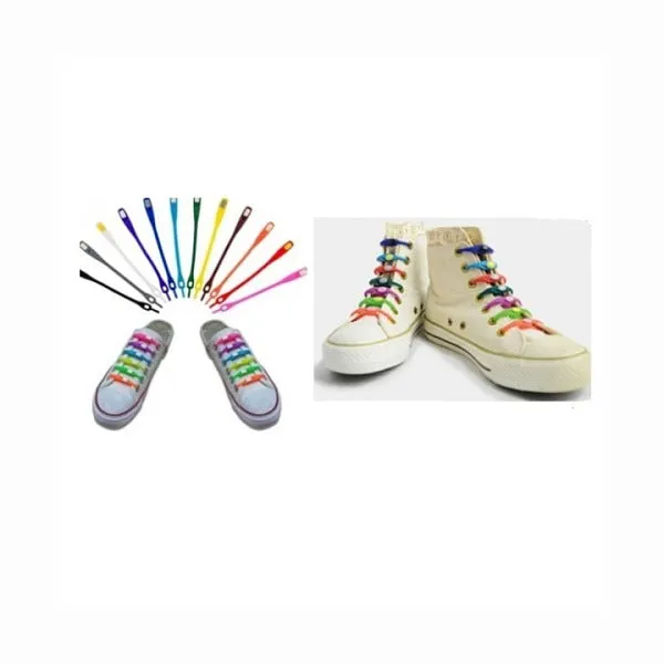 No Tie Silicone Shoe Laces - 12 Pack Assorted