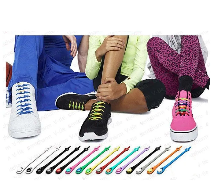 No Tie Silicone Shoe Laces - 12 Pack Assorted