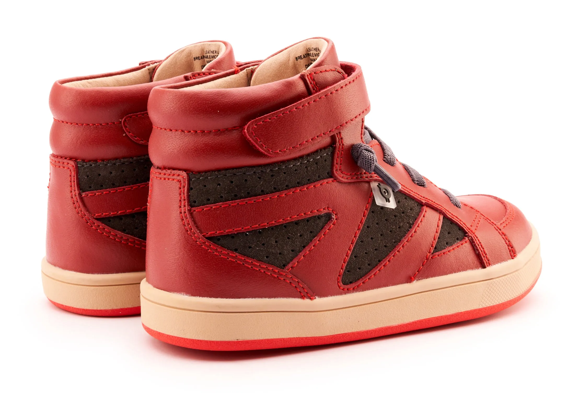 Old Soles Boy's & Girl's 1004 Sole Base Casual Shoes - Red / Dark Grey Suede / Natural Red Sole
