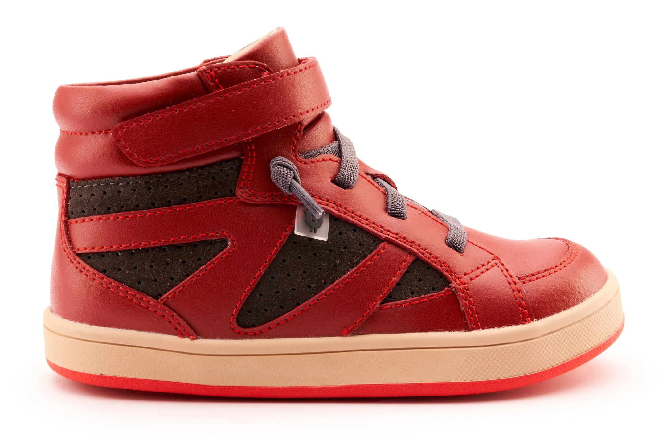 Old Soles Boy's & Girl's 1004 Sole Base Casual Shoes - Red / Dark Grey Suede / Natural Red Sole