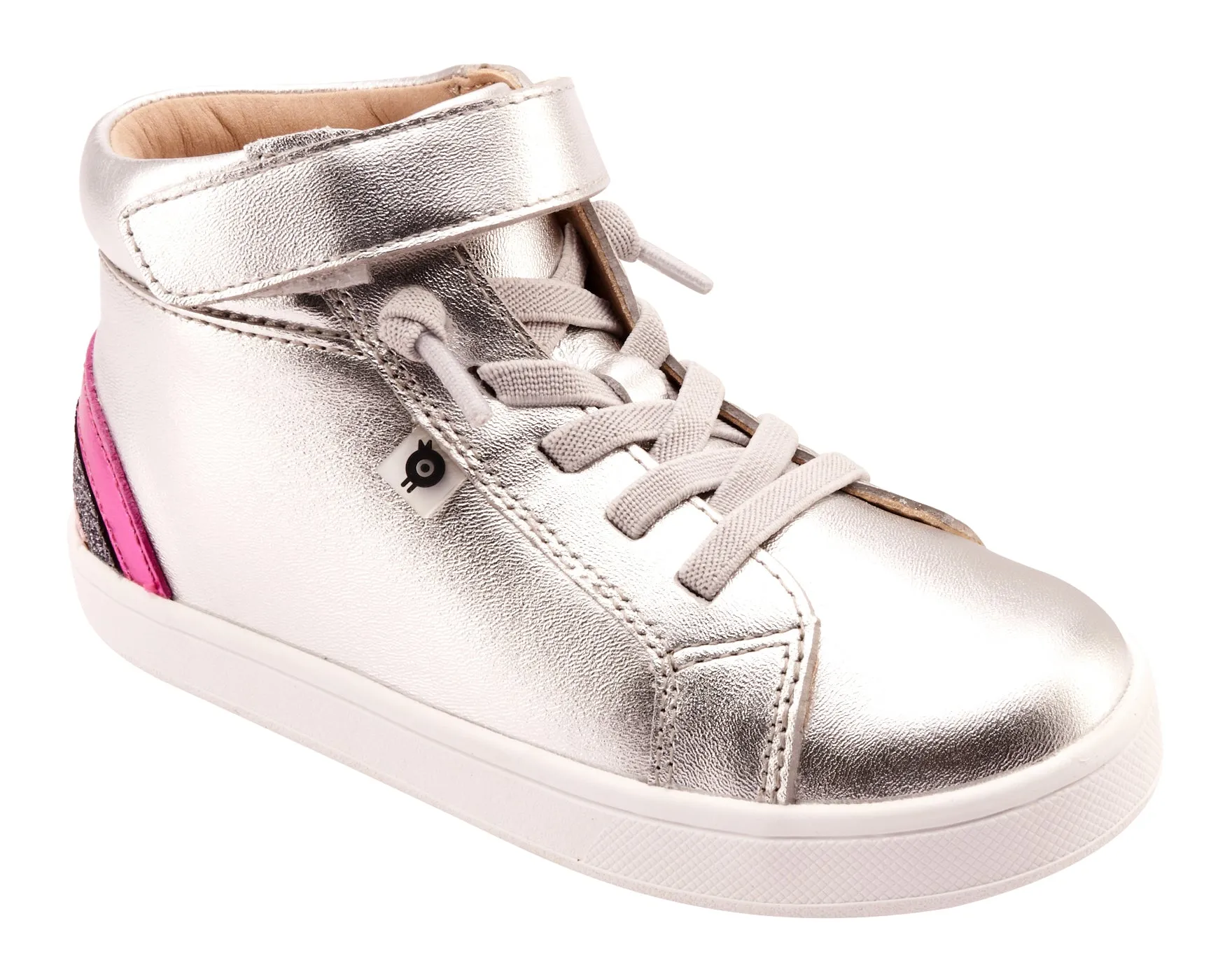 Old Soles Girl's 1011 Sneaksta Rainbow Casual Shoes - Silver / Fuchsia Foil