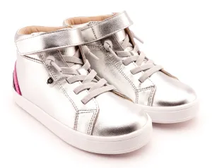 Old Soles Girl's 1011 Sneaksta Rainbow Casual Shoes - Silver / Fuchsia Foil