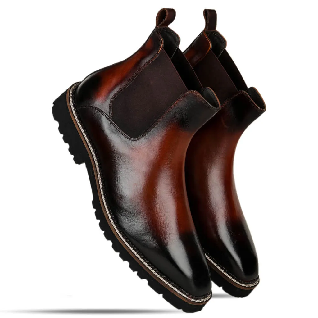 Trailblazing Brown and Black Chelsea Boots for Men