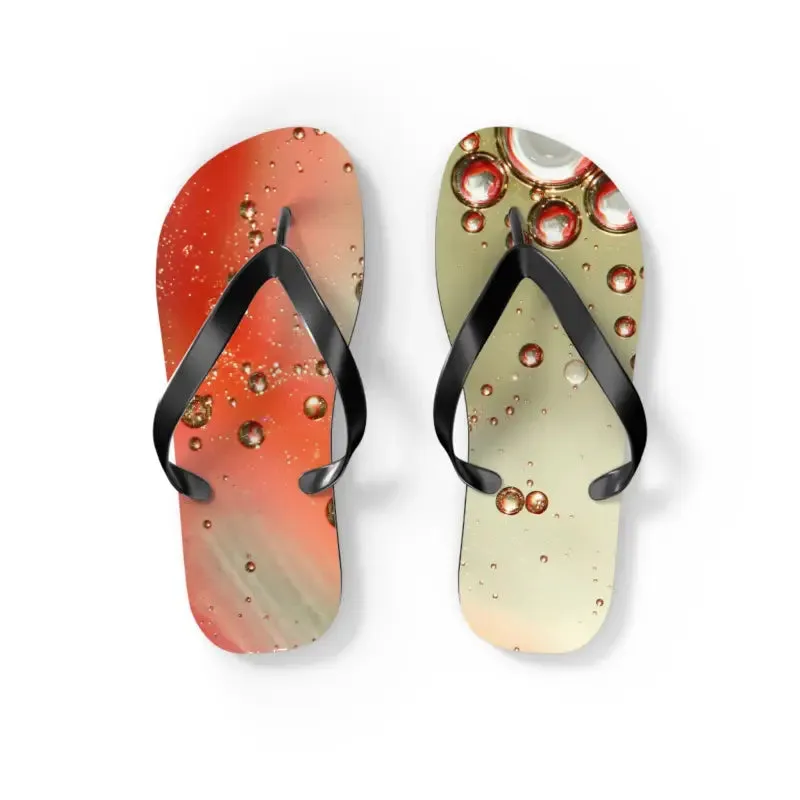 Vibrant Orange Droplets Unisex Flip Flops
