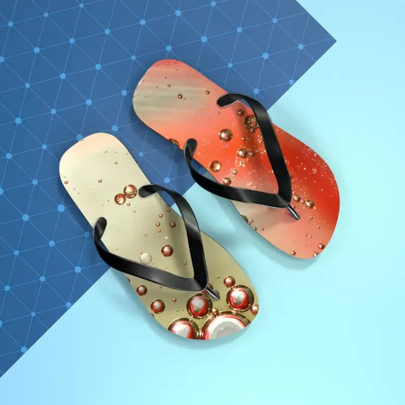Vibrant Orange Droplets Unisex Flip Flops