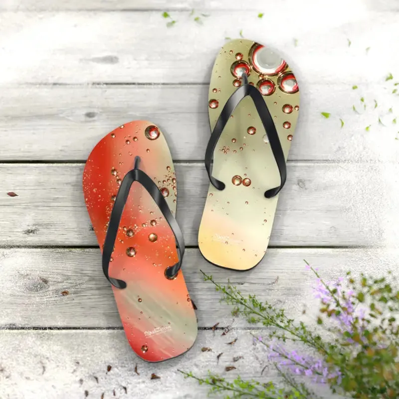 Vibrant Orange Droplets Unisex Flip Flops