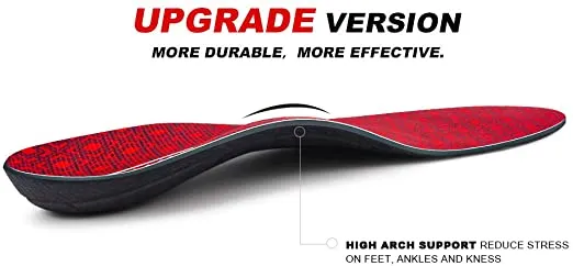 Walk-Hero | Plantar Fasciitis Feet Insoles Arch Supports Orthotics Inserts | Red